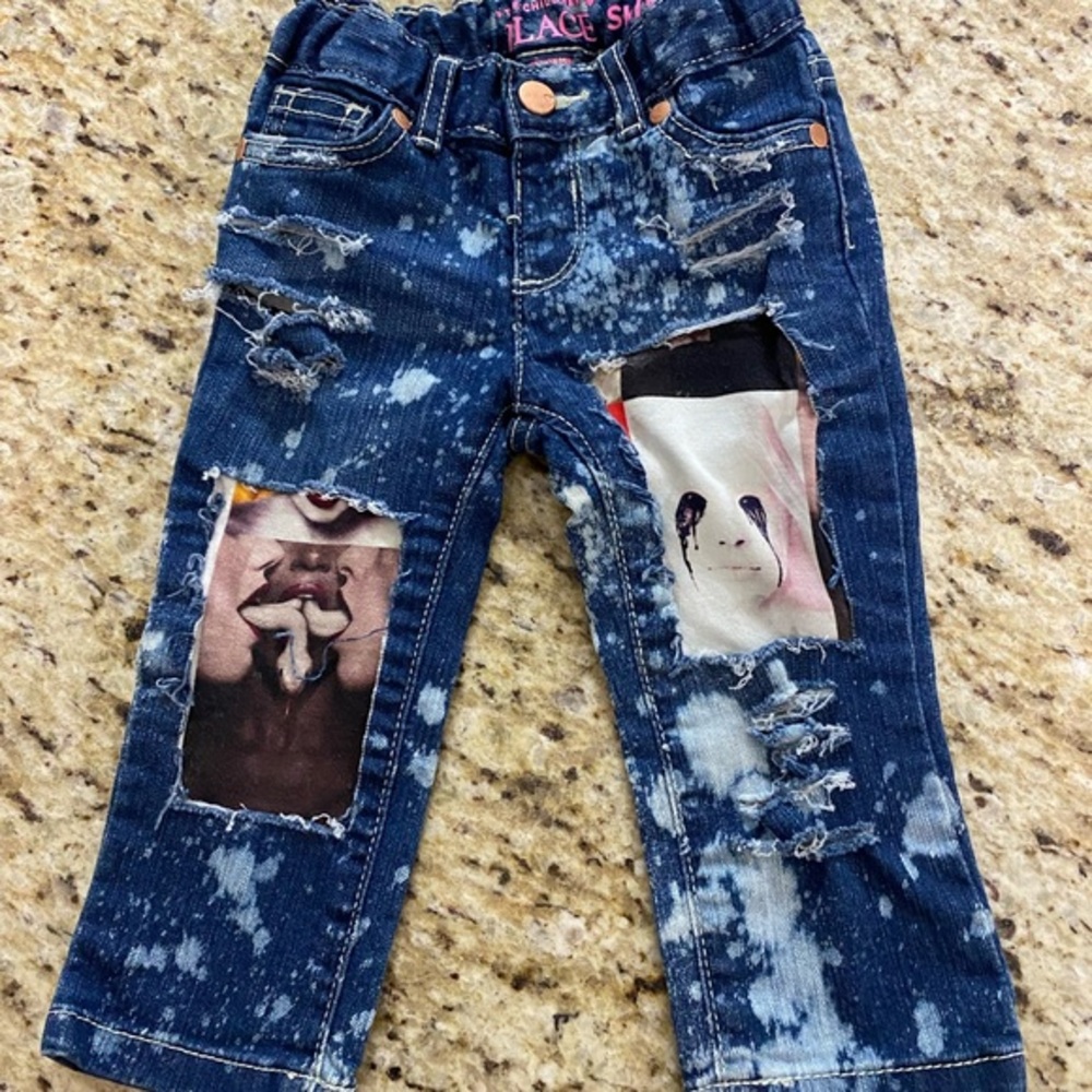 Punk Grudge Rock & Roll Custom Distressed Skinny Jeans 12-18 Months